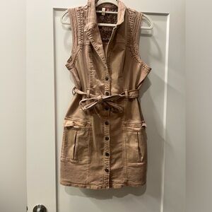 Anthropologie Tan Sleeveless Button-Down Dress